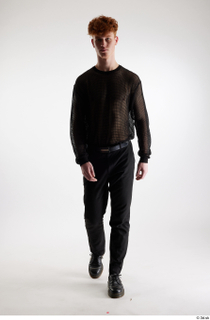 Fergal 1 black leather shoes black mesh t-shirt black trousers…